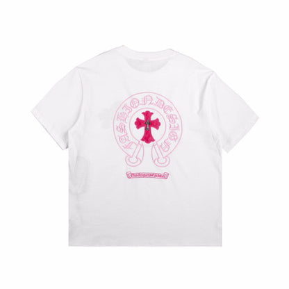 CHROME HEARTS HORSE SHOE LOGO T-SHIRT WHITE PINK - Prime Reps