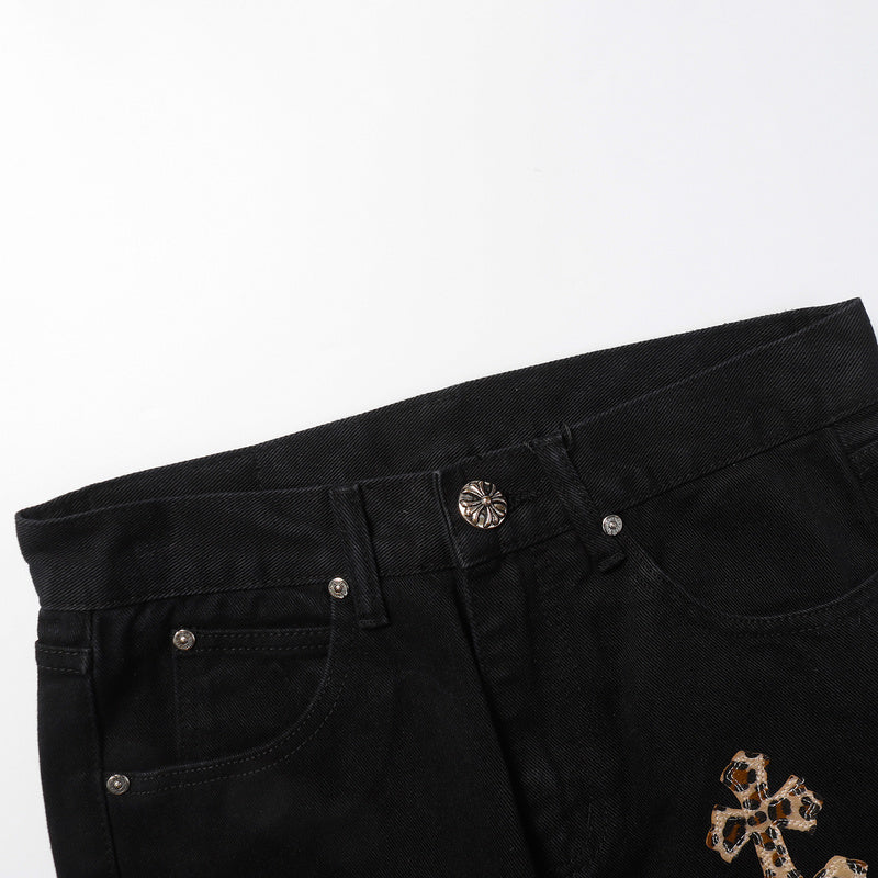 CHROME HEARTS JEANS BLACK GREEN LEOPARD - Prime Reps