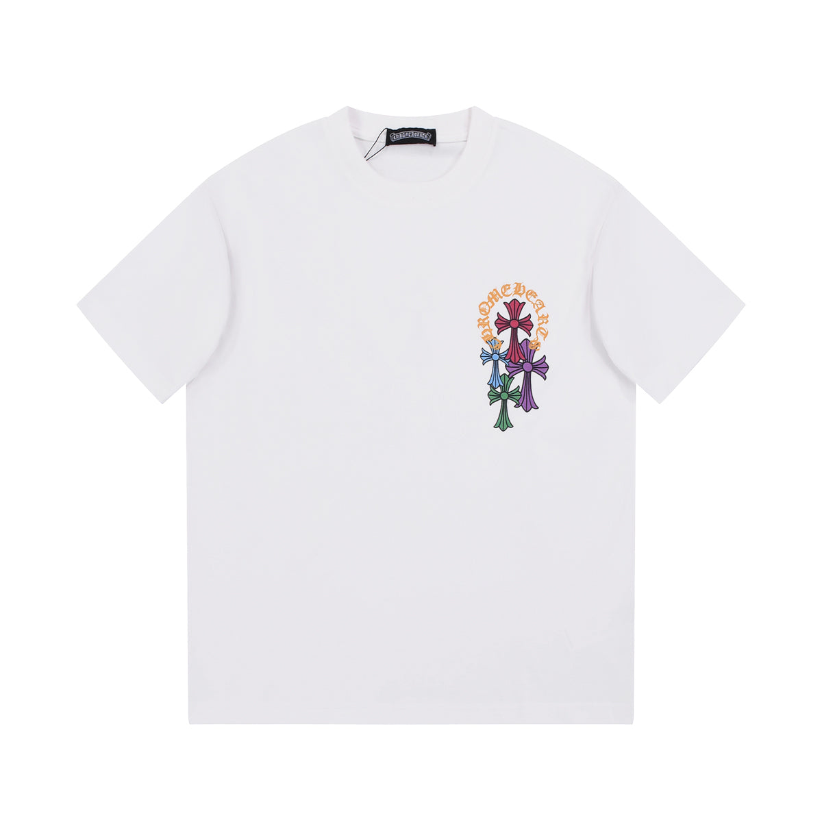 CHROME HEARTS MULTICOLOR HORSE SHOE LOGO T-SHIRT WHITE - Prime Reps