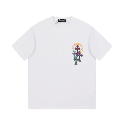CHROME HEARTS MULTICOLOR HORSE SHOE LOGO T-SHIRT WHITE - Prime Reps