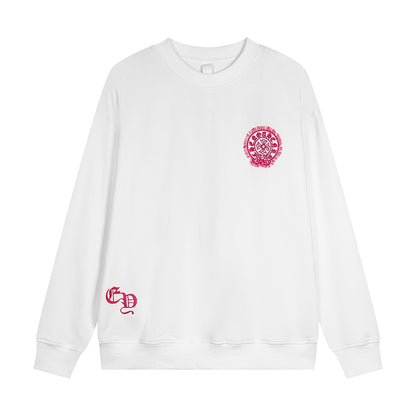 CHROME HEARTS PINK HORSE SHOE LOGO SWEATSHIRT WHITE