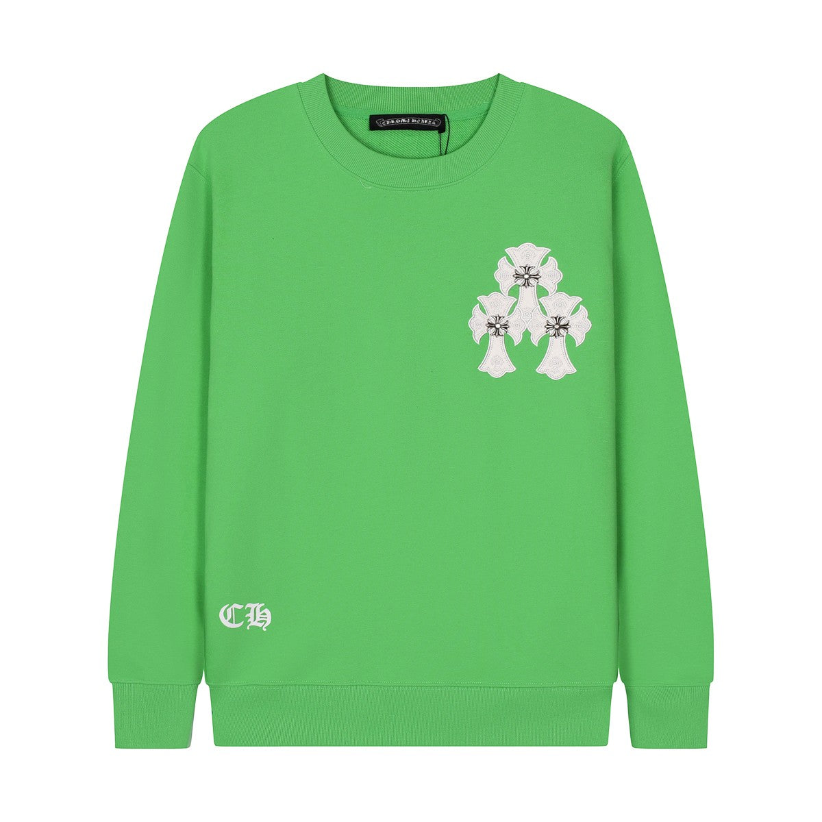 CHROME HEARTS WHITE CROSS PATCH SWEATSHIRT GREEN - Prime Reps