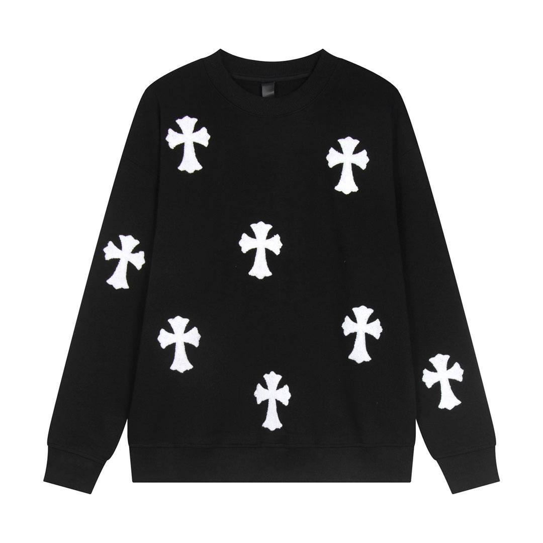 CHROME HEARTS WOOL WHITE CROSS SWEATSHIRT BLACK - Prime Reps
