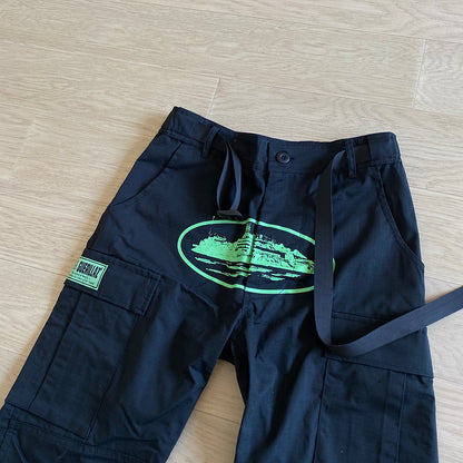 CORTEIZ ALCATRAZ CARGO PANTS BLACK/GREEN - Prime Reps