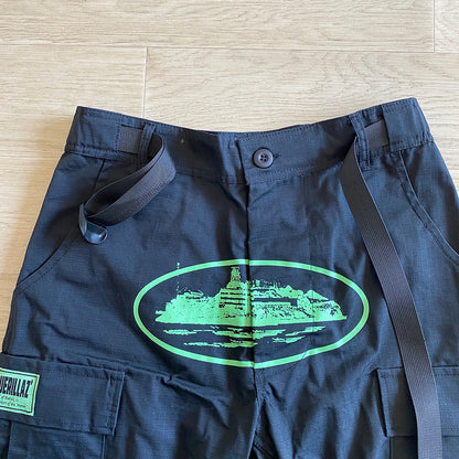 CORTEIZ ALCATRAZ CARGO PANTS BLACK/GREEN - Prime Reps