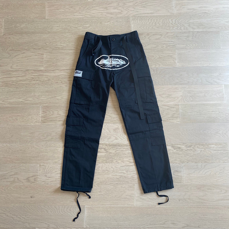 CORTEIZ ALCATRAZ CARGO PANTS BLACK/WHITE - Prime Reps