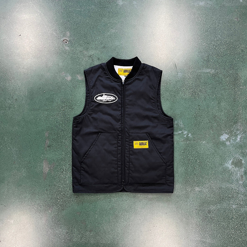CORTEIZ GUERILLAZ QUILTED VEST BLACK - Prime Reps 