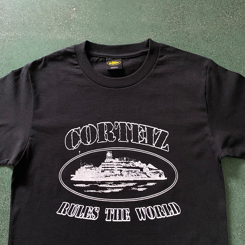 CORTEIZ OG ALCATRAZ TEE BLACK WHITE - Prime Reps