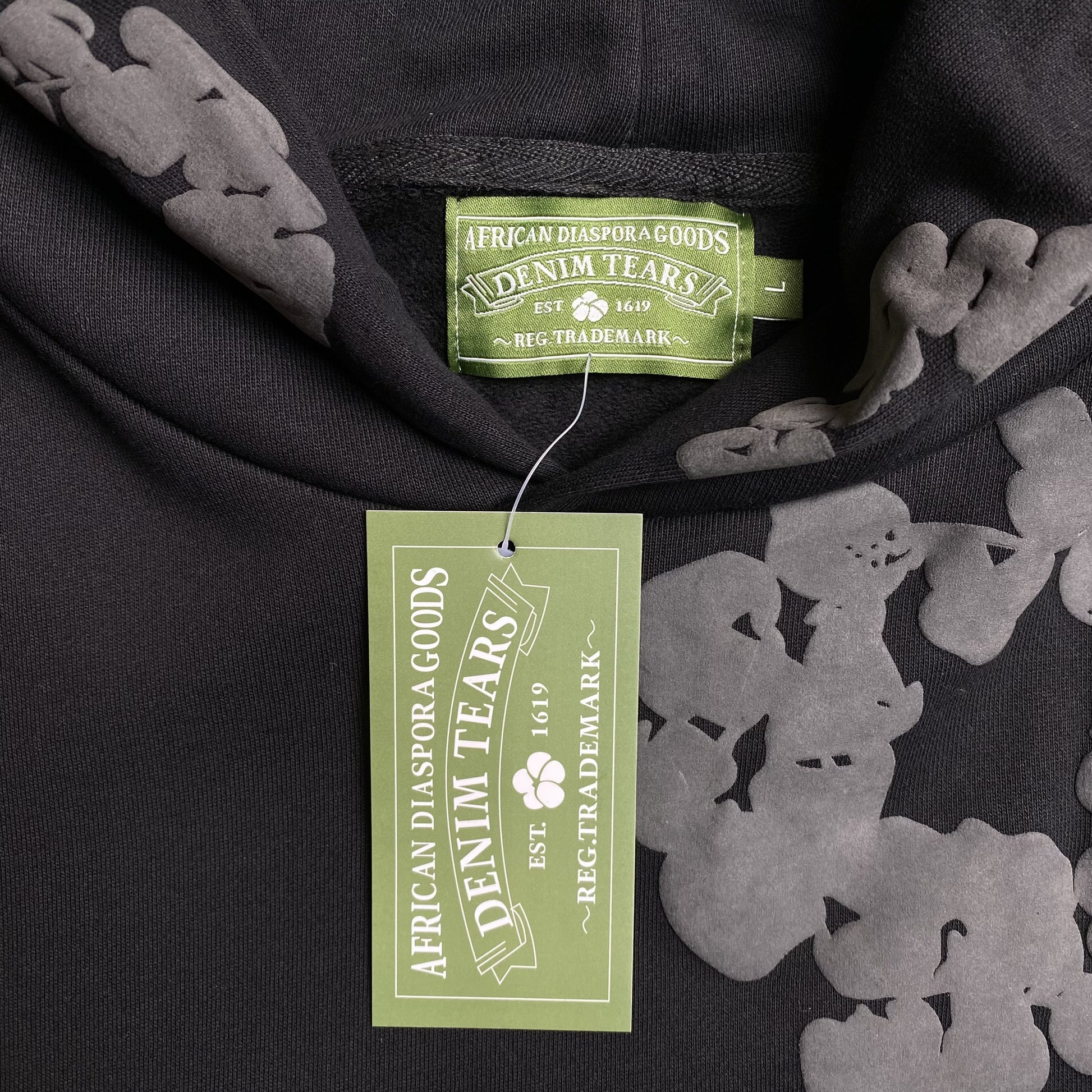 DENIM TEARS COTTON WREATH HOODIE MONOCHROME BLACK - Prime Reps