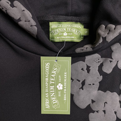 DENIM TEARS COTTON WREATH HOODIE MONOCHROME BLACK - Prime Reps