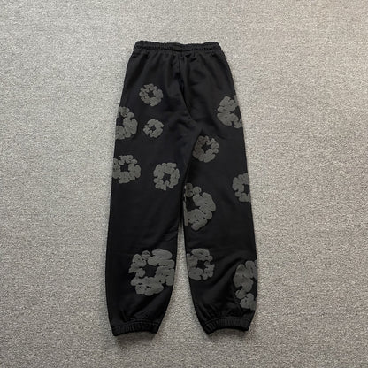 DENIM TEARS COTTON WREATH SWEATPANTS MONOCHROME BLACK - Prime Reps
