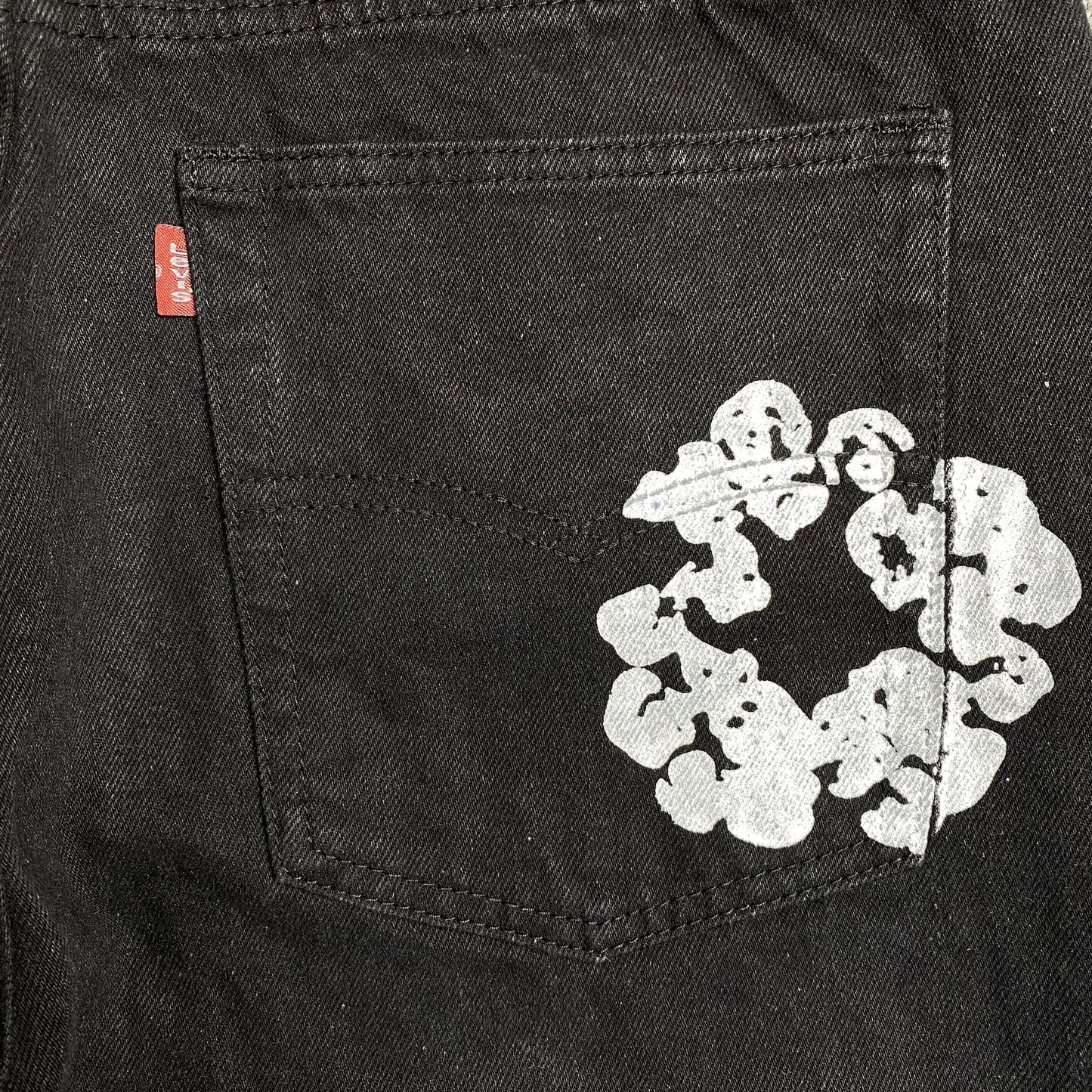 DENIM TEARS x LEVI'S COTTON WREATH JEANS BLACK - Prime Reps