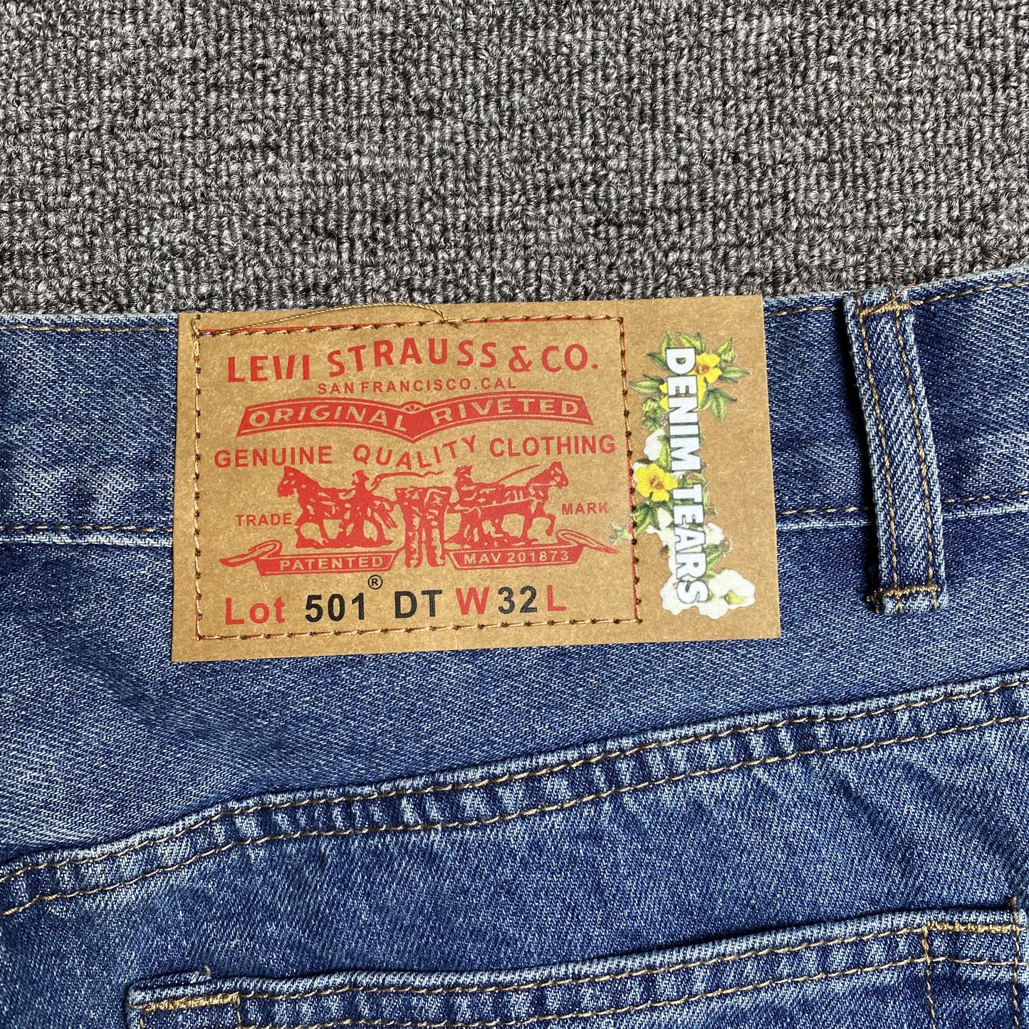 DENIM TEARS x LEVI'S COTTON WREATH JEANS BLUE - Prime Reps