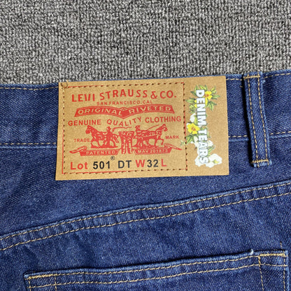 DENIM TEARS x LEVI'S COTTON WREATH JEANS DARK BLUE - Prime Reps