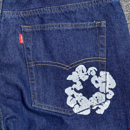 DENIM TEARS x LEVI'S COTTON WREATH JEANS DARK BLUE - Prime Reps