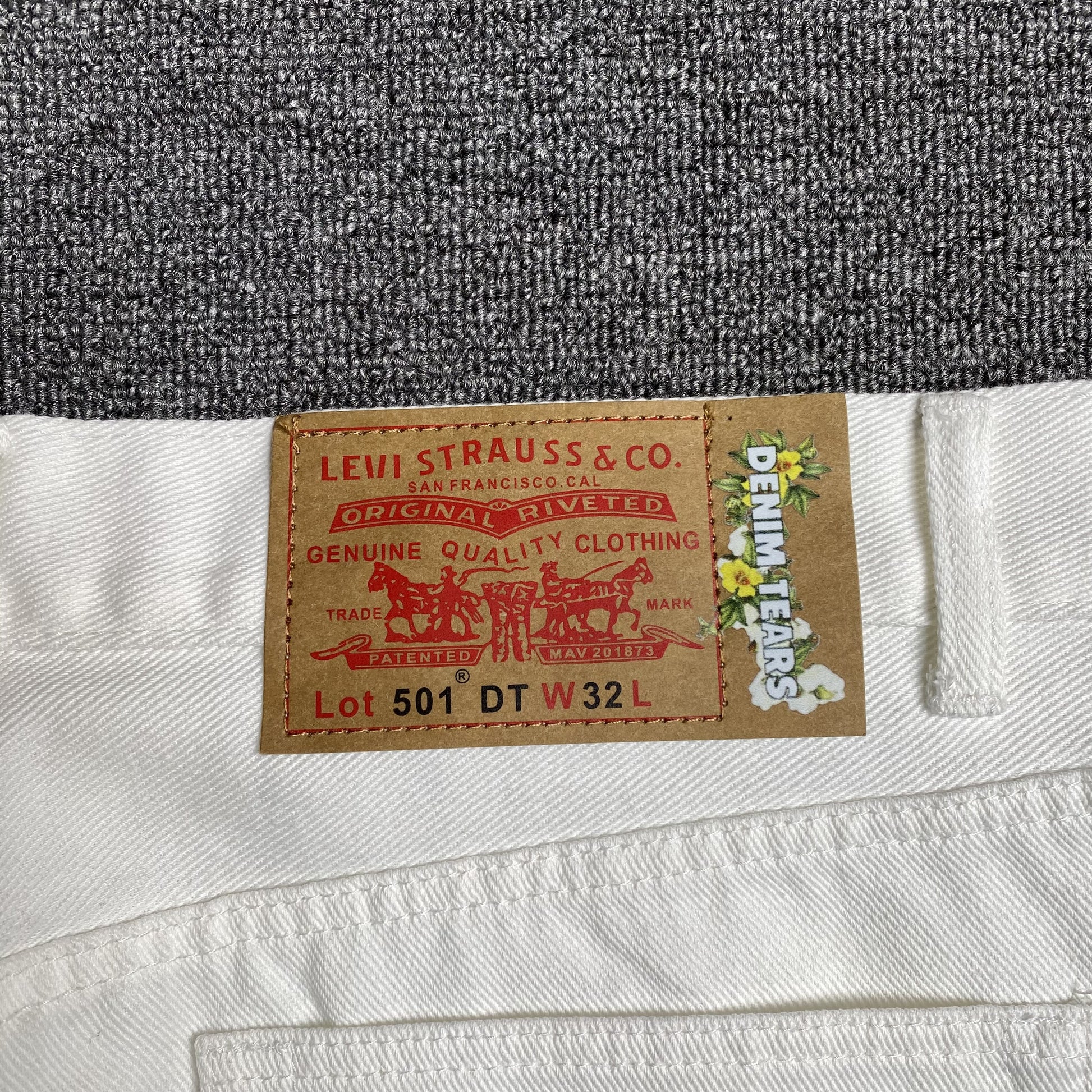 DENIM TEARS x LEVI'S COTTON WREATH JEANS WHITE - Prime Reps