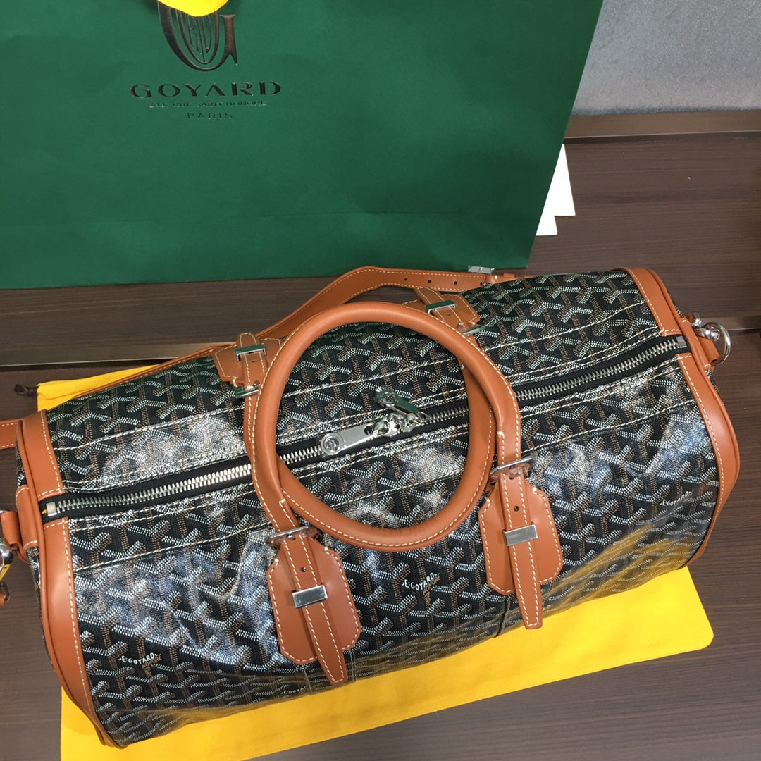 GOYARD BOSTON 45 BAG BLACK & TAN - Prime Reps