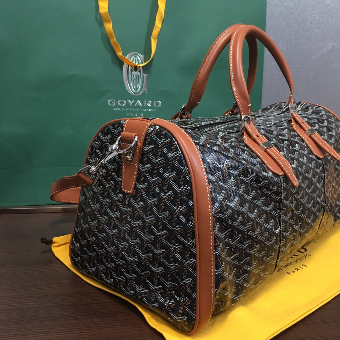 GOYARD BOSTON 45 BAG BLACK & TAN - Prime Reps