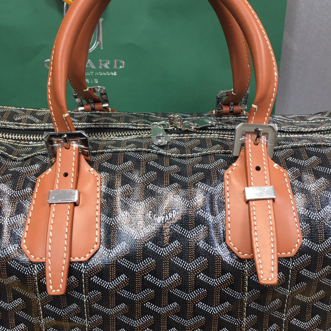 GOYARD BOSTON 45 BAG BLACK & TAN - Prime Reps