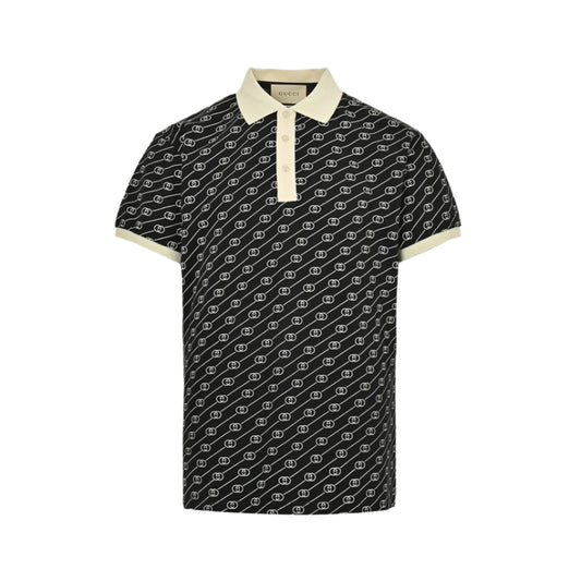 GUCCI GG PATTERN POLO SHIRT BLACK - Prime Reps