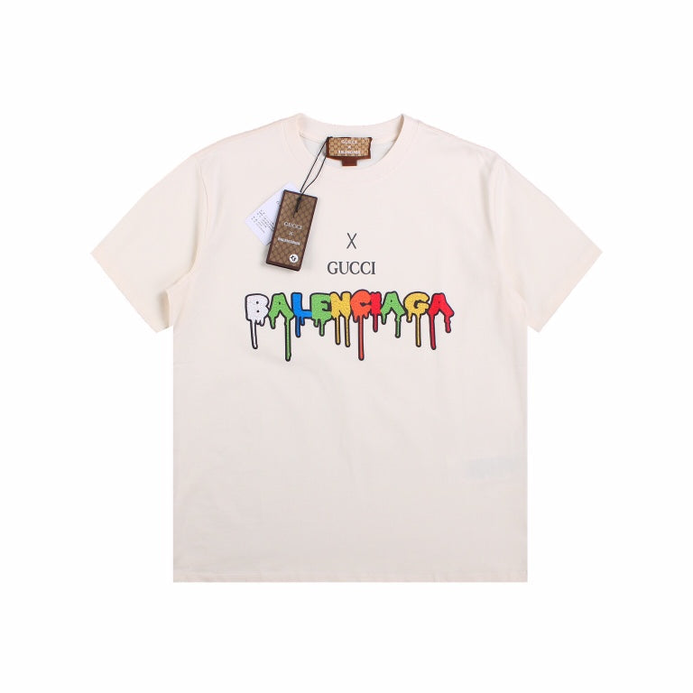 GUCCI x BALENCIAGA DRIP LOGO T-SHIRT CREAM - Prime Reps