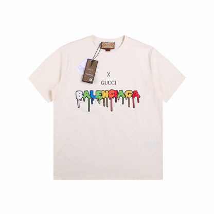 GUCCI x BALENCIAGA DRIP LOGO T-SHIRT CREAM - Prime Reps