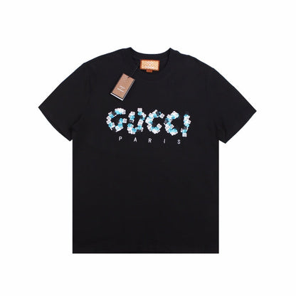 GUCCI x BALENCIAGA FLOWER LOGO T-SHIRT BLACK - Prime Reps