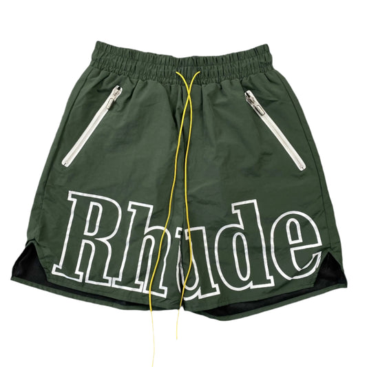 RHUDE RH LOGO SHORTS GREEN - Prime Reps