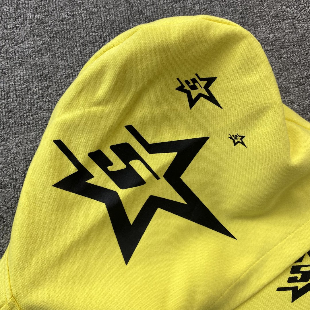 SP5DER DOUBLE LAYER 5 STAR ZIP HOODIE YELLOW - Prime Reps