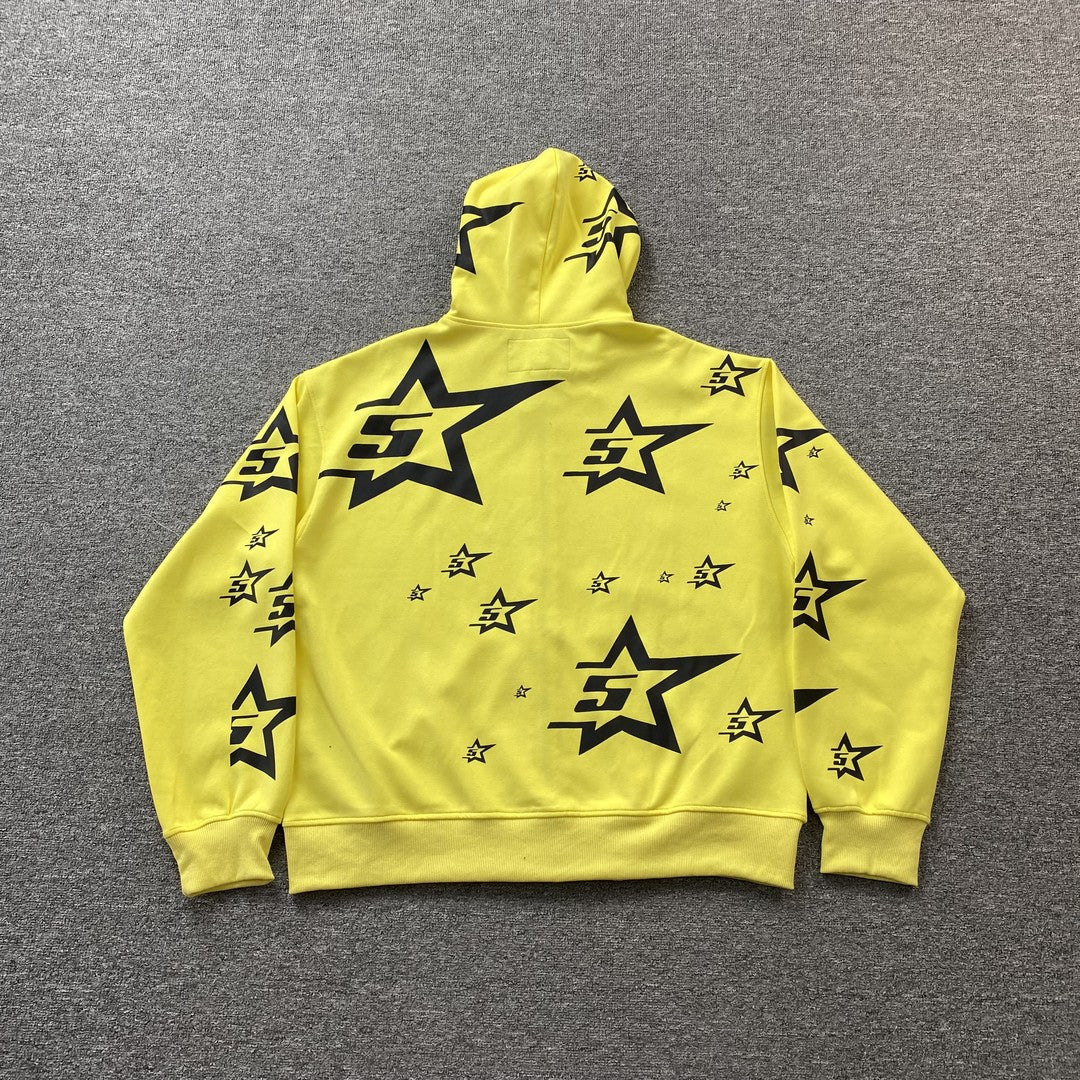 SP5DER DOUBLE LAYER 5 STAR ZIP HOODIE YELLOW - Prime Reps