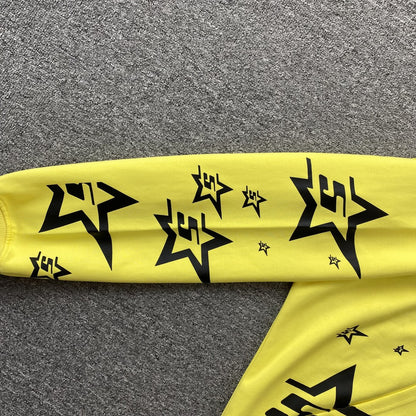 SP5DER DOUBLE LAYER 5 STAR ZIP HOODIE YELLOW - Prime Reps