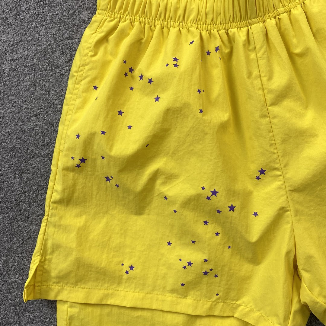 SP5DER DOUBLE LAYER SHORTS YELLOW - Prime Reps