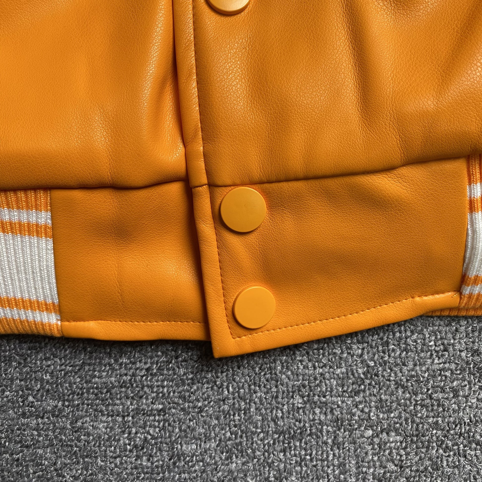 SP5DER LEATHER VARSITY JACKET ORANGE - Prime Reps