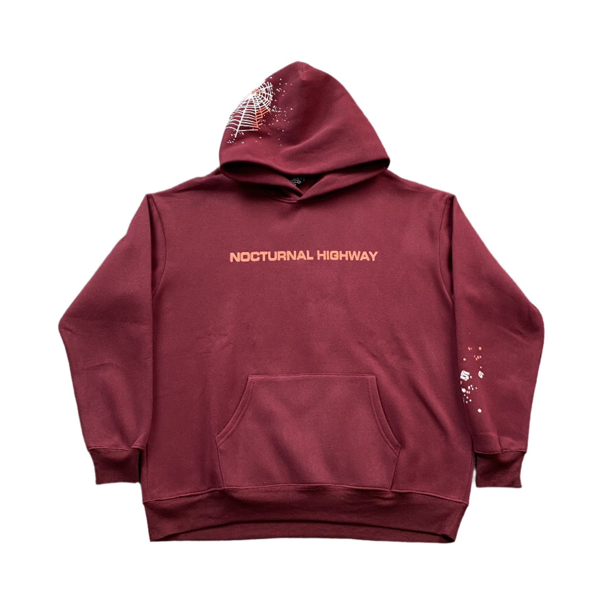 SP5DER NOCTURNAL HIGHWAY HOODIE BURGUNDY - Prime Reps