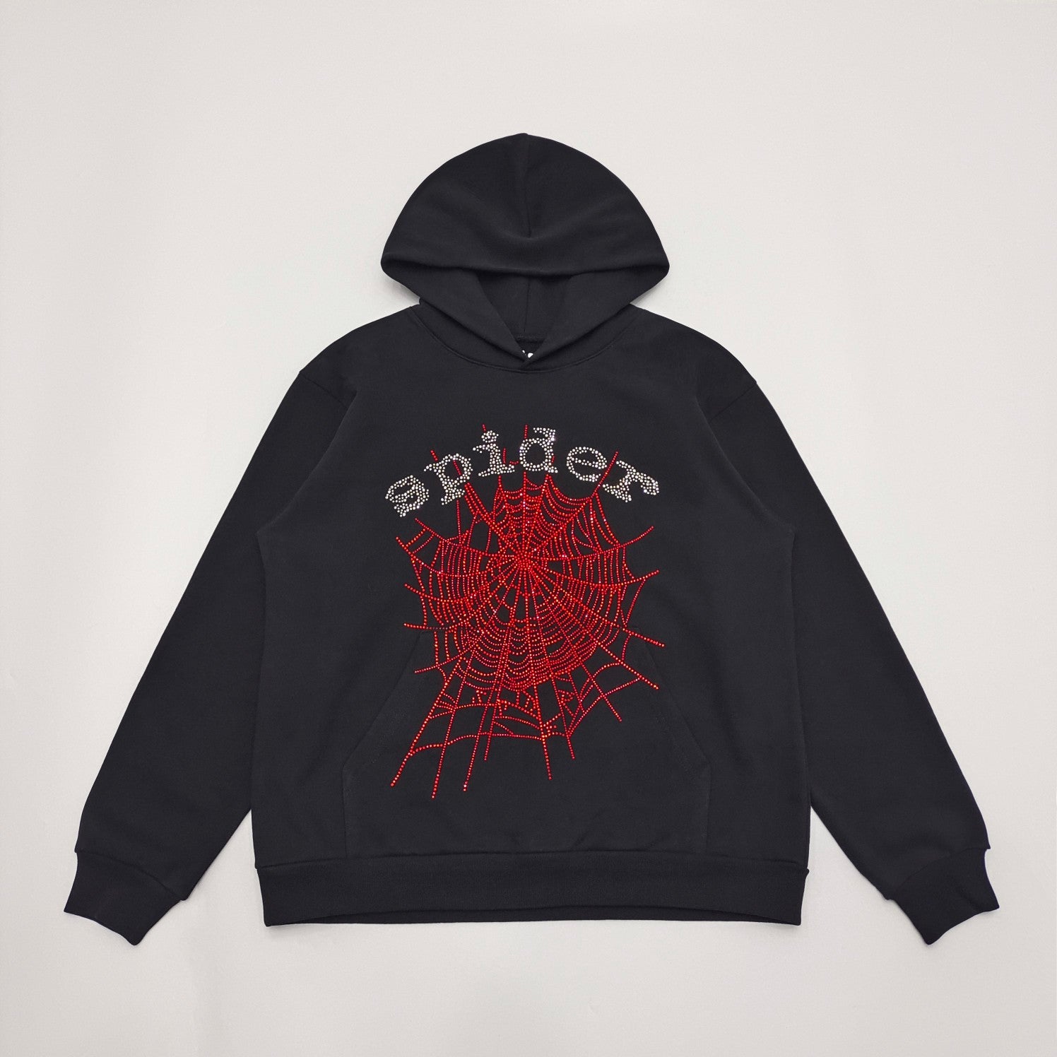 SP5DER OG RHINESTONE LOGO HOODIE BLACK - Prime Reps