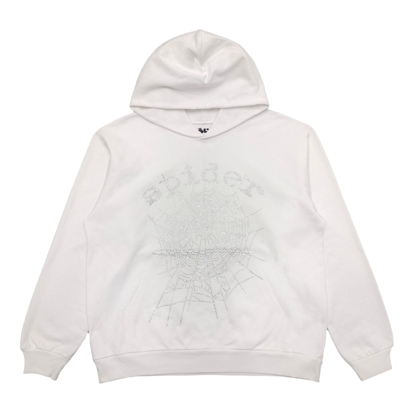SP5DER OG RHINESTONE LOGO HOODIE WHITE - Prime Reps