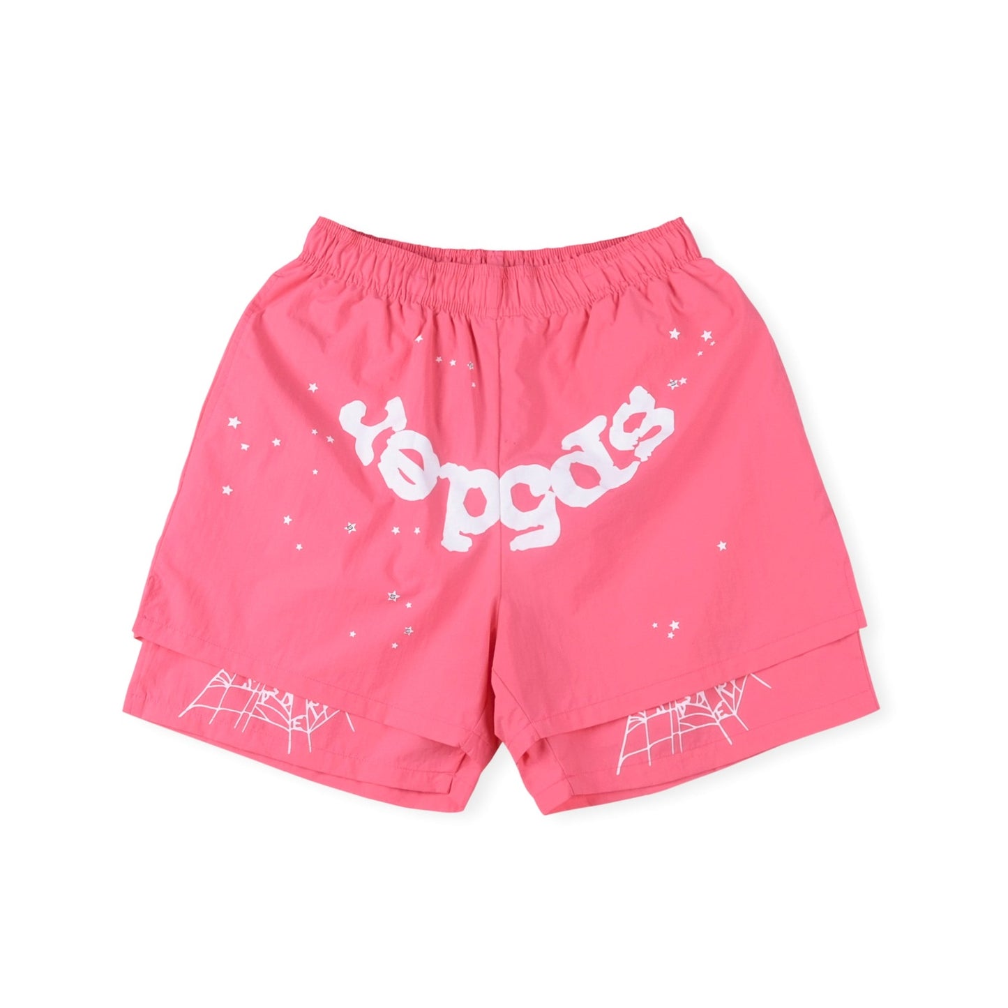 SP5DER OG WEB DOUBLE LAYER SHORTS PINK - Prime Reps