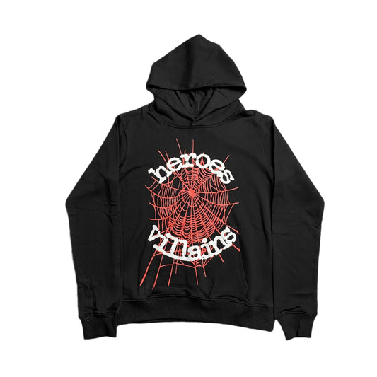 SP5DER x METRO BOOMIN HEROS AND VILLAINS HOODIE BLACK - Prime Reps