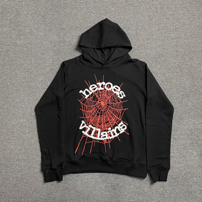 SP5DER x METRO BOOMIN HEROS AND VILLAINS HOODIE BLACK - Prime Reps