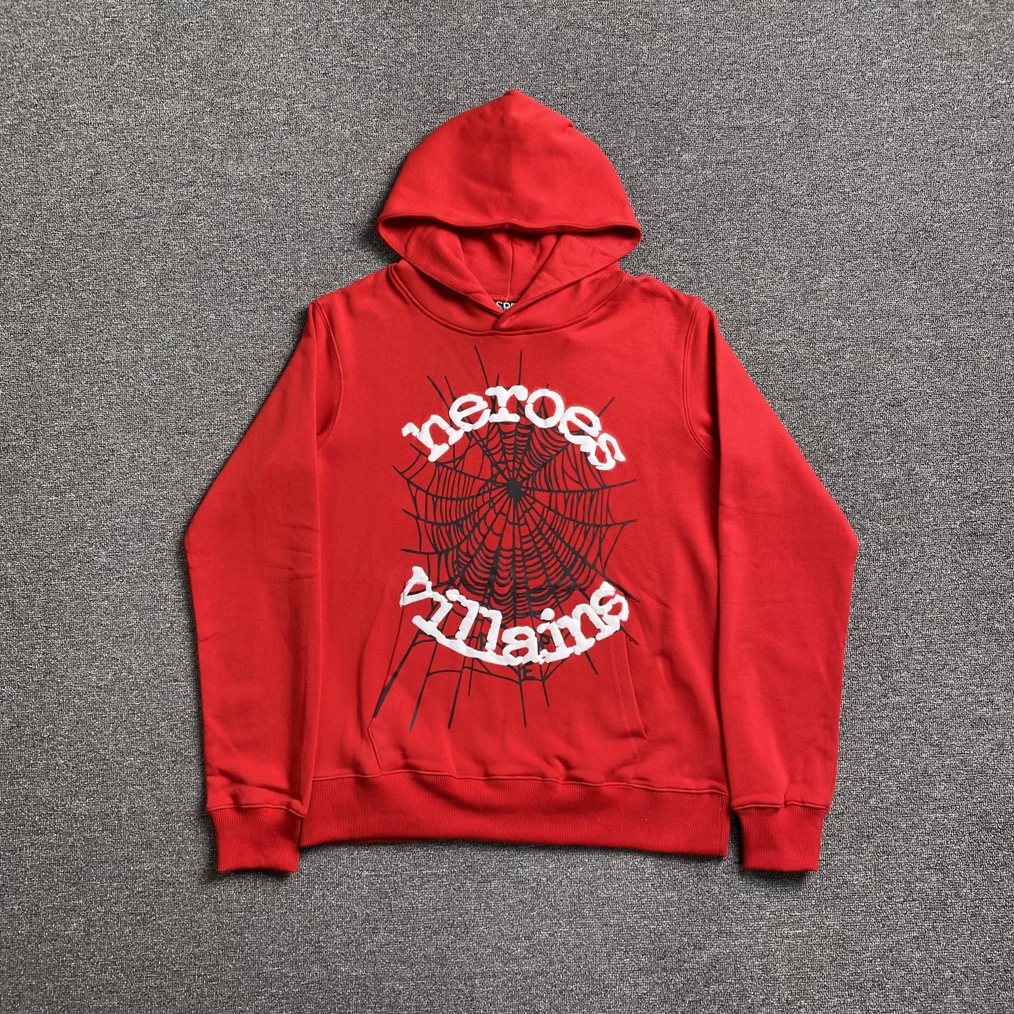 SP5DER x METRO BOOMIN HEROS AND VILLAINS HOODIE RED - Prime Reps
