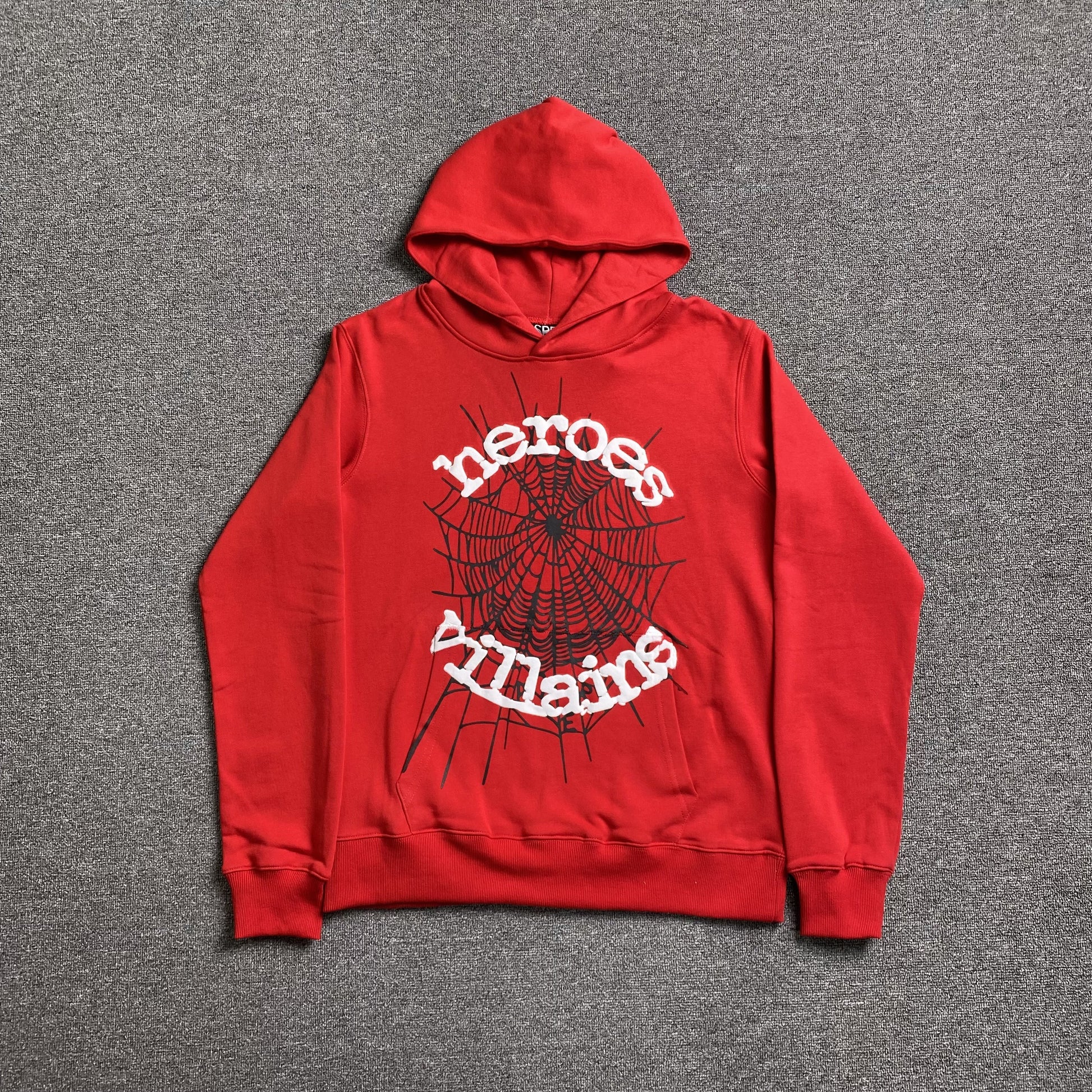 SP5DER x METRO BOOMIN HEROS AND VILLAINS HOODIE RED - Prime Reps