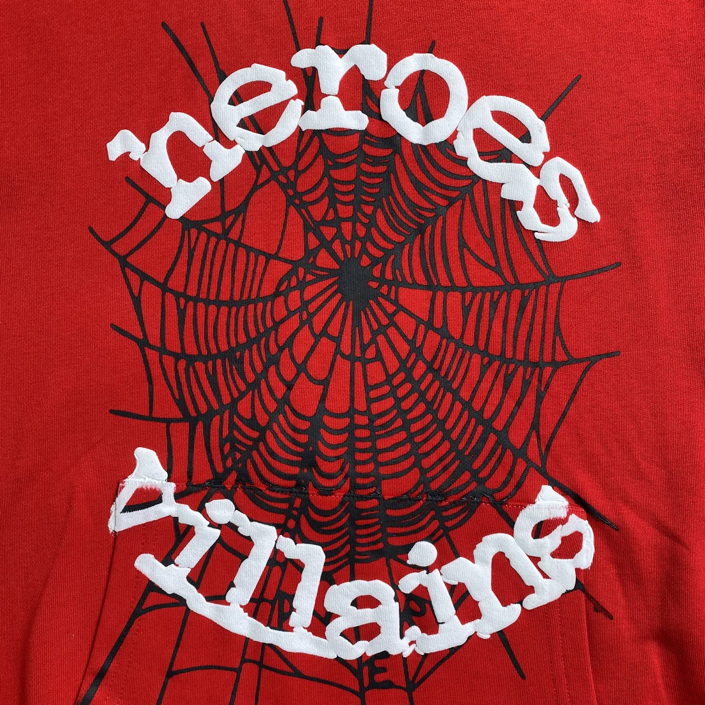 SP5DER x METRO BOOMIN HEROS AND VILLAINS HOODIE RED - Prime Reps