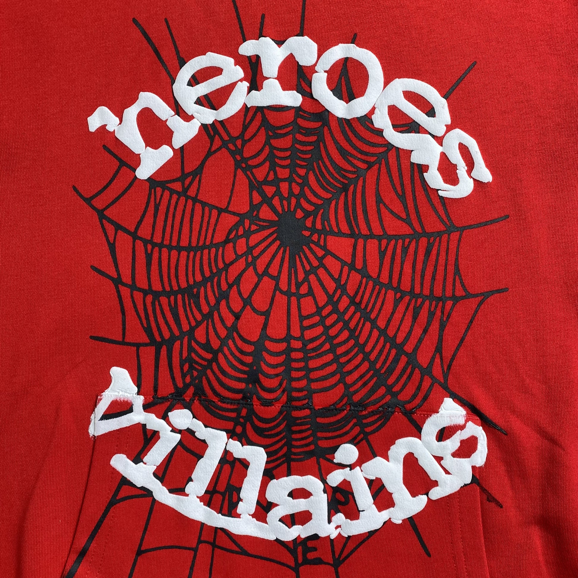 SP5DER x METRO BOOMIN HEROS AND VILLAINS HOODIE RED - Prime Reps