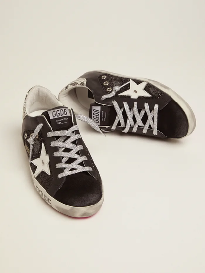 Super-star Sneakers With Glitter And Handwritten Lettering