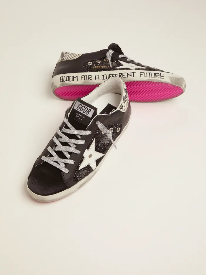 Super-star Sneakers With Glitter And Handwritten Lettering
