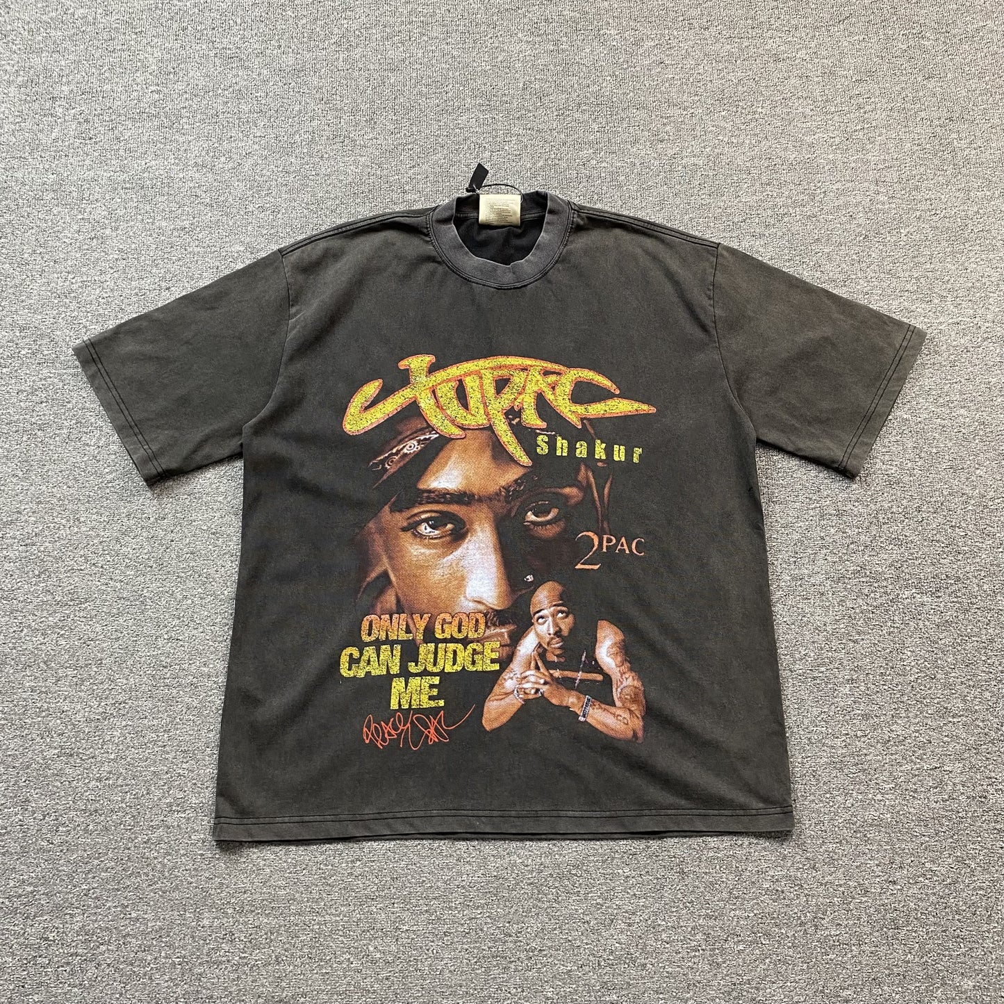 TUPAC VINTAGE GRAPHIC TEE DARK GREY - Prime Reps