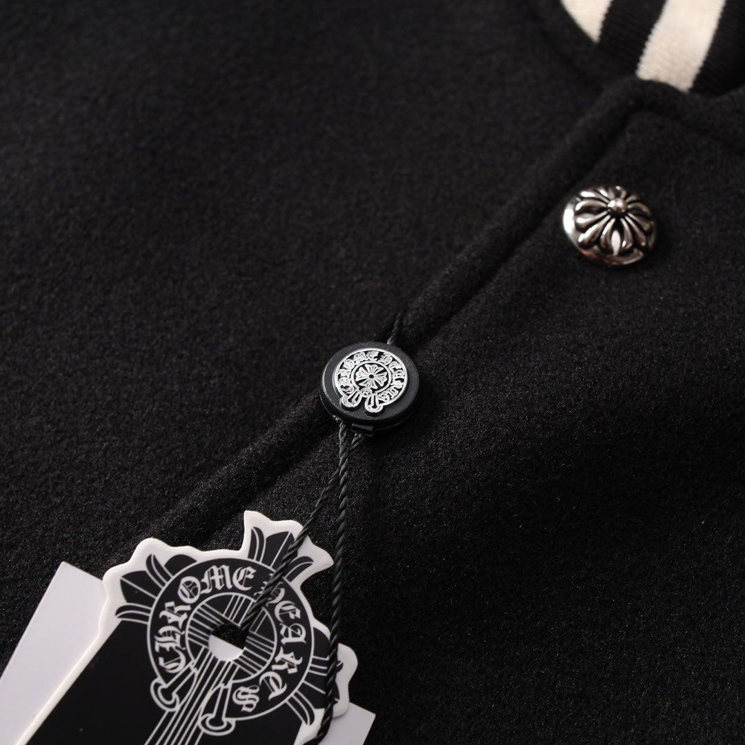 CHROME HEARTS HORSE SHOE LOGO VARSITY JACKET BLACK