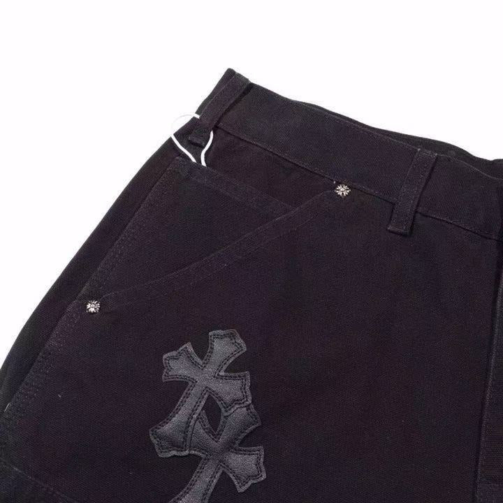 CHROME HEARTS BLACK DOUBLE KNEE CARPENTER JEANS