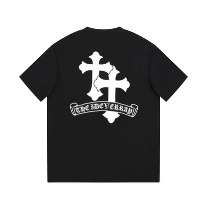 CHROME HEARTS WHITE DOUBLE CROSS T-SHIRT BLACK