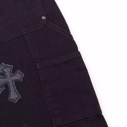 CHROME HEARTS BLACK DOUBLE KNEE CARPENTER JEANS